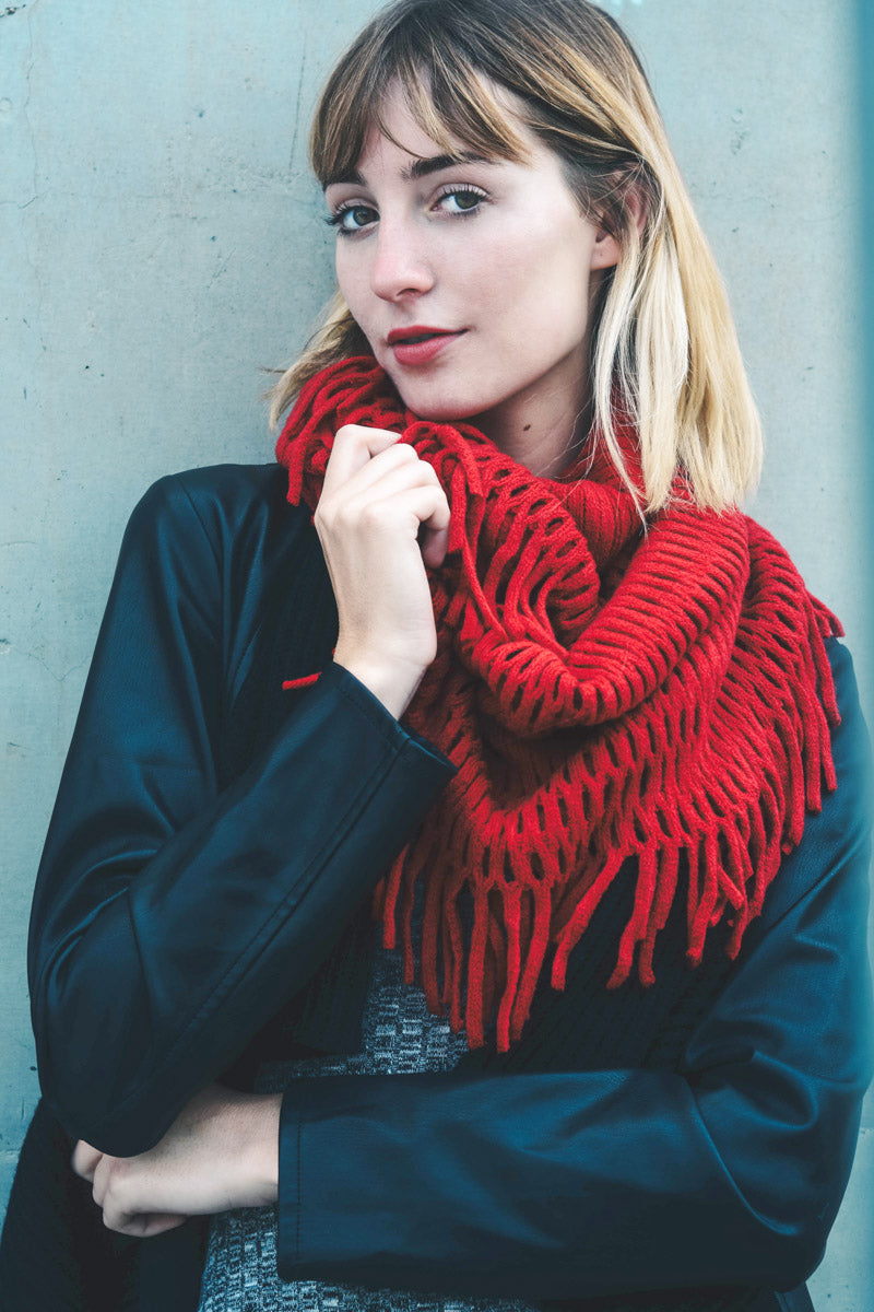 Fuzzy Chenille Tassel Infinity Scarf-Soul Flow Apparel