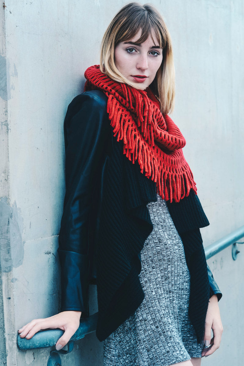 Fuzzy Chenille Tassel Infinity Scarf-Soul Flow Apparel