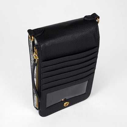 Loyal West SHELL PHONE BAG IN BLACK AND WHITE COWHIDE