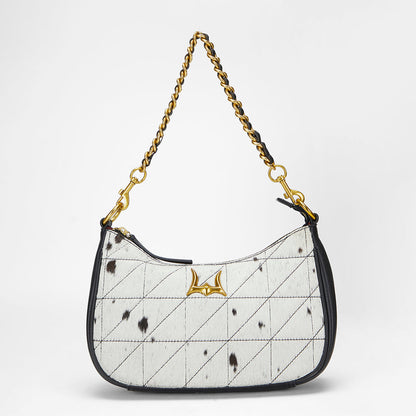 Loyal West JOE QUILTED NAPPA LEATHER BAG - BLACK & WHITE COWHIDE