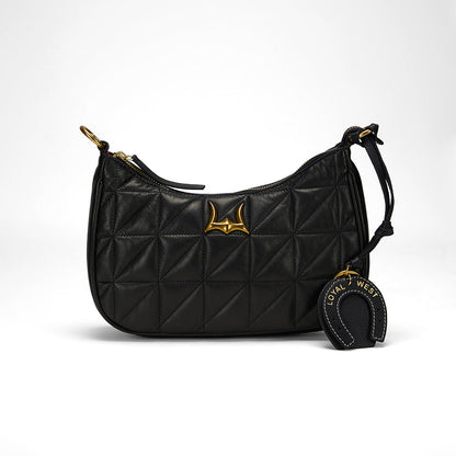 Loyal West HORSE SHOE BAG CHARM IN CALF LEATHER - BLACK