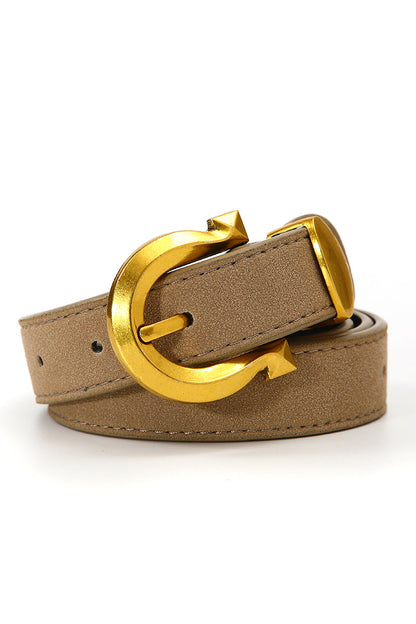 Boho suede belt for women with a stylish gold buckle for trendy outfits and casual wear