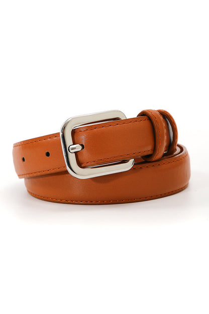 Classic silver buckle belt women in tan leather for stylish and versatile outfit pairing