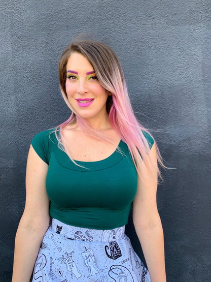 Retro Boat Neck Top in Hunter Green - Plus Sizes only