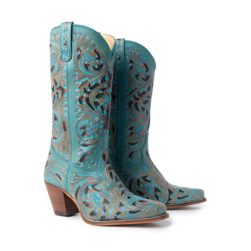 Myra Kasiopeah Cowgirl Leather Boots - Turquoise Western Boots for Women with Pointed Toe Heel — Soul Flow Apparel