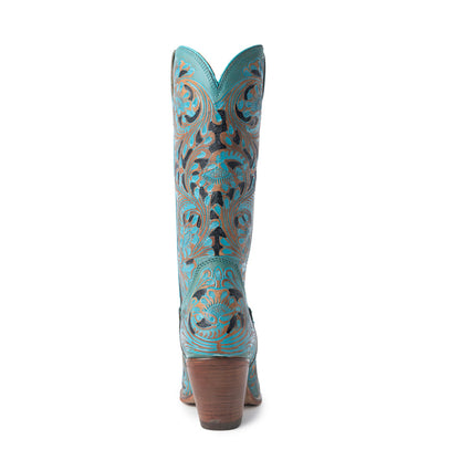 Myra Kasiopeah Cowgirl Leather Boots - Turquoise Western Boots for Women with Pointed Toe Heel