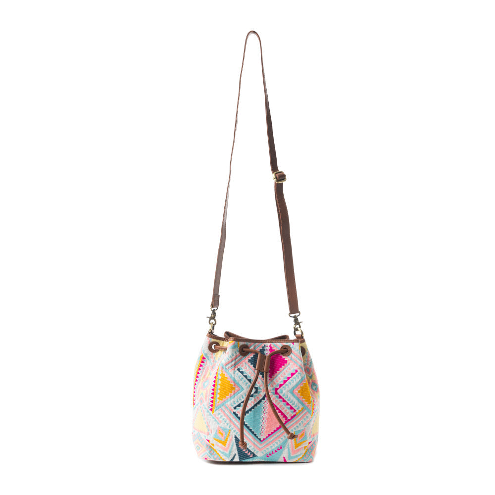 Pastel Desert Sunrise Bucket Bag in Pink, view 1 — Soul Flow Apparel