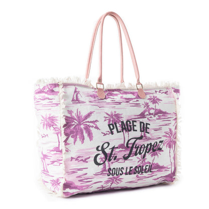 Saint Tropez Weekender Bag In White & Purple