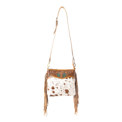 Sonora Charm Handtooled Bag in Brown & White