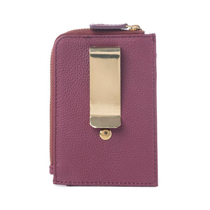 Myra Red Rock Bloom Leather Credit Card Holder in Russet Plum