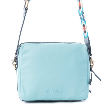 Myra Pueblo Charm Aztec Crossbody Bag in Frontier Blue