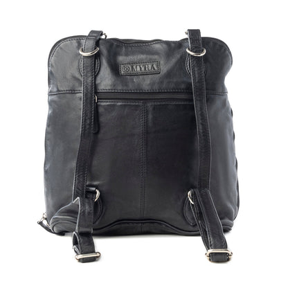 Myra Stormrider Buckled Genuine Leather Bag in Shadow Black