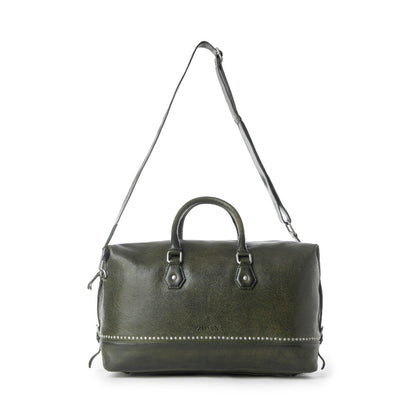 Myra Zidana Sundown Plains Veg Tanned Leather Traveller Bag in Sage Green