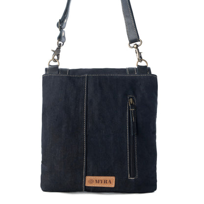 Myra Dustrider upcycled canvas vintage style Concealed-Carry bag for Women in black with leather detail
