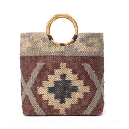 Myra Desert Loom Jute Tote Bag in Harvest Clay