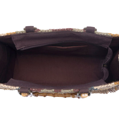 Myra Desert Loom Jute Tote Bag in Olive Amber
