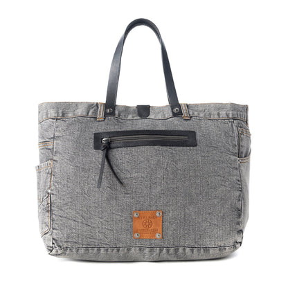 Myra Billyjean Western denim Tote Bag for Women in denim black with leather detail