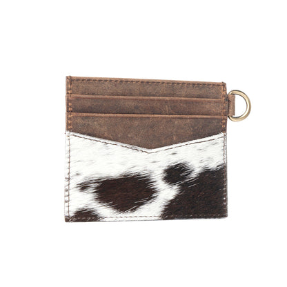 Myra Cowtown Card Holder for Women in black with hair-on detail
