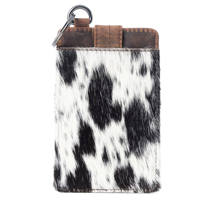 Myra Roper Card Holder for Women in black with hair-on detail