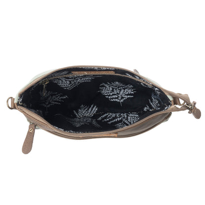 Myra Wildprint Trail upcycled canvas crossbody Bag for Women in sage with floral detail