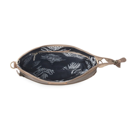Myra Wildprint Trail upcycled canvas crossbody Bag for Women in ivory with vintage print