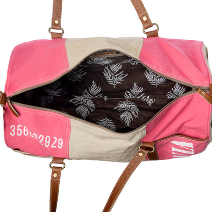 Myra Wandermark Vintage Traveller Bag for Men in pink with leather detail