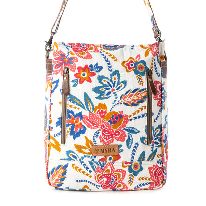 Myra Folkflora upcycled canvas concealed Carry Bag for Women in white