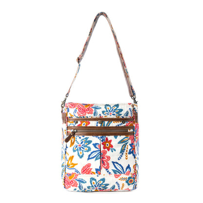 Myra Folkflora upcycled canvas concealed Carry Bag for Women in white