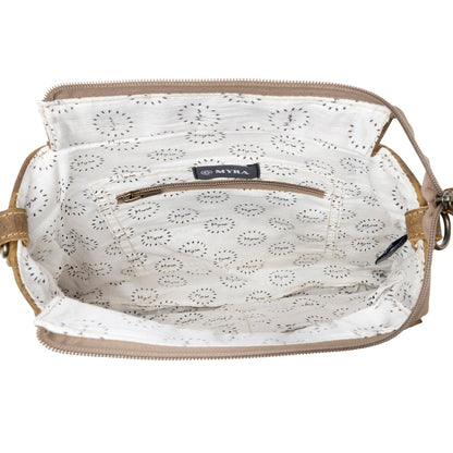 Myra Beast Leather Messenger Bag for Women Distressed Brown Full-Grain Leather with Adjustable Strap and Front Pocket