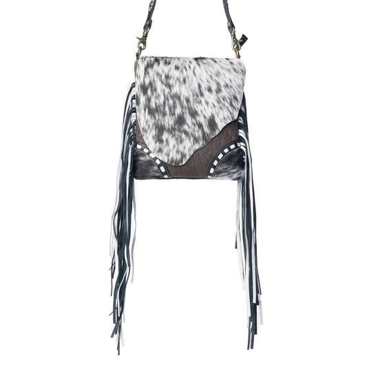 Myra Corral Tempo Leather Concealed Carry Sling  - Fringed Hairon Crossbody Bag with Adjustable Strap for Rugged Touch