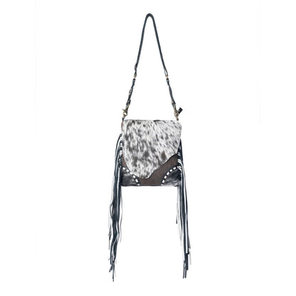 Myra Corral Tempo Leather Concealed Carry Sling  - Fringed Hairon Crossbody Bag with Adjustable Strap for Rugged Touch