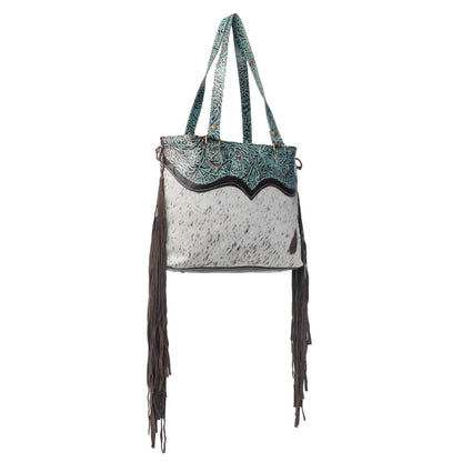 Turquoise Zapata Leather & Hairon Bag.