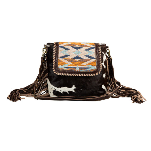 Sun Serape Fringed Leather Hairon Bag, view 1 — Soul Flow Apparel