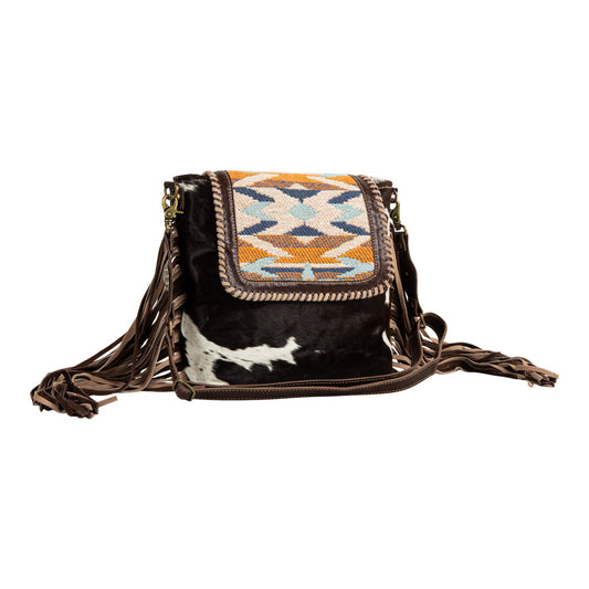 Sun Serape Fringed Leather Hairon Bag, view 2 — Soul Flow Apparel