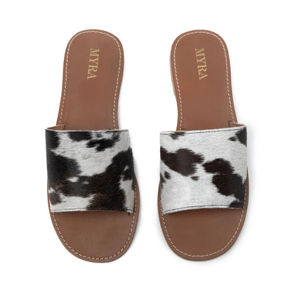 Kemma Hair-On Hide Sandals In Light And Ebony