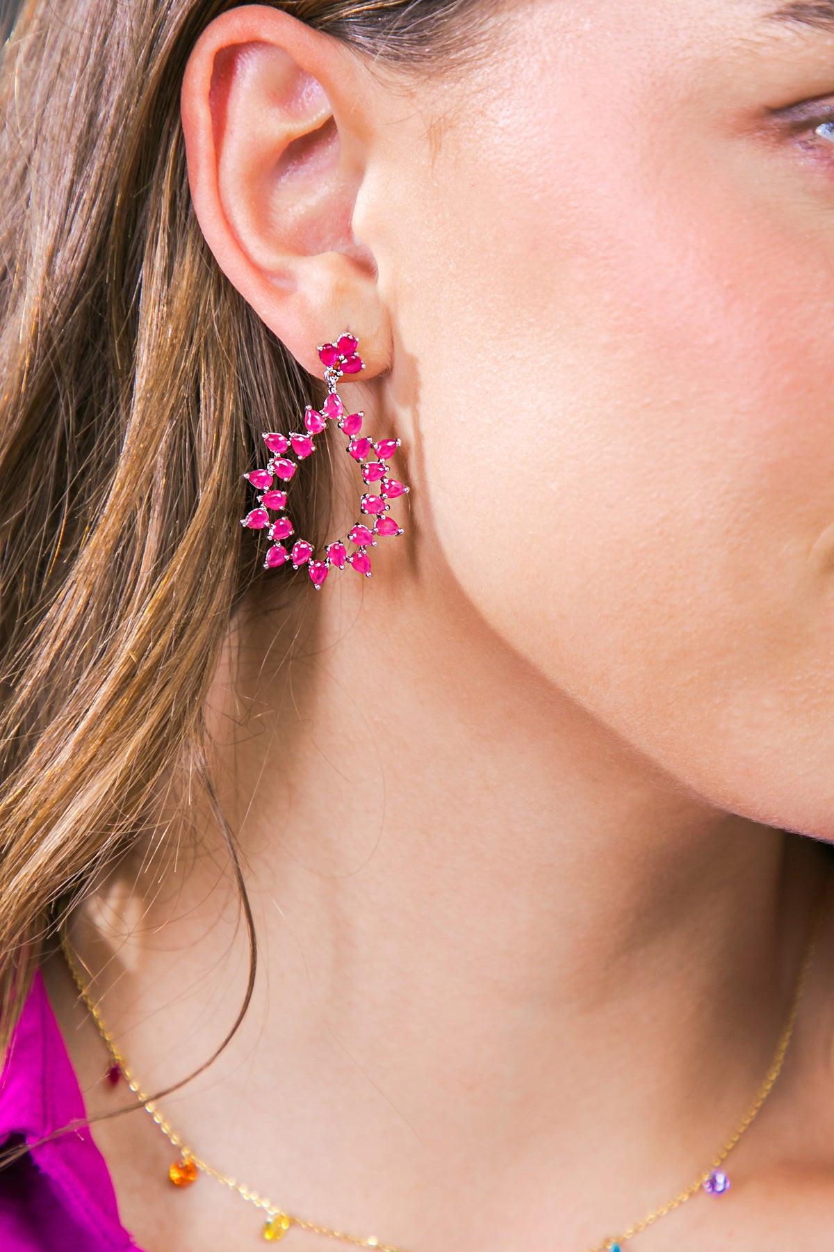 Charlotte Floral Pearl Drop Earrings Korean Crafted Lightweight Couture
