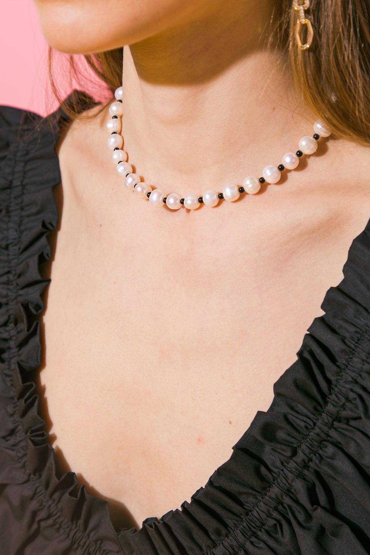 Lou Pearl Necklace Delicate Korean Pearl Gold Plated Jewelry