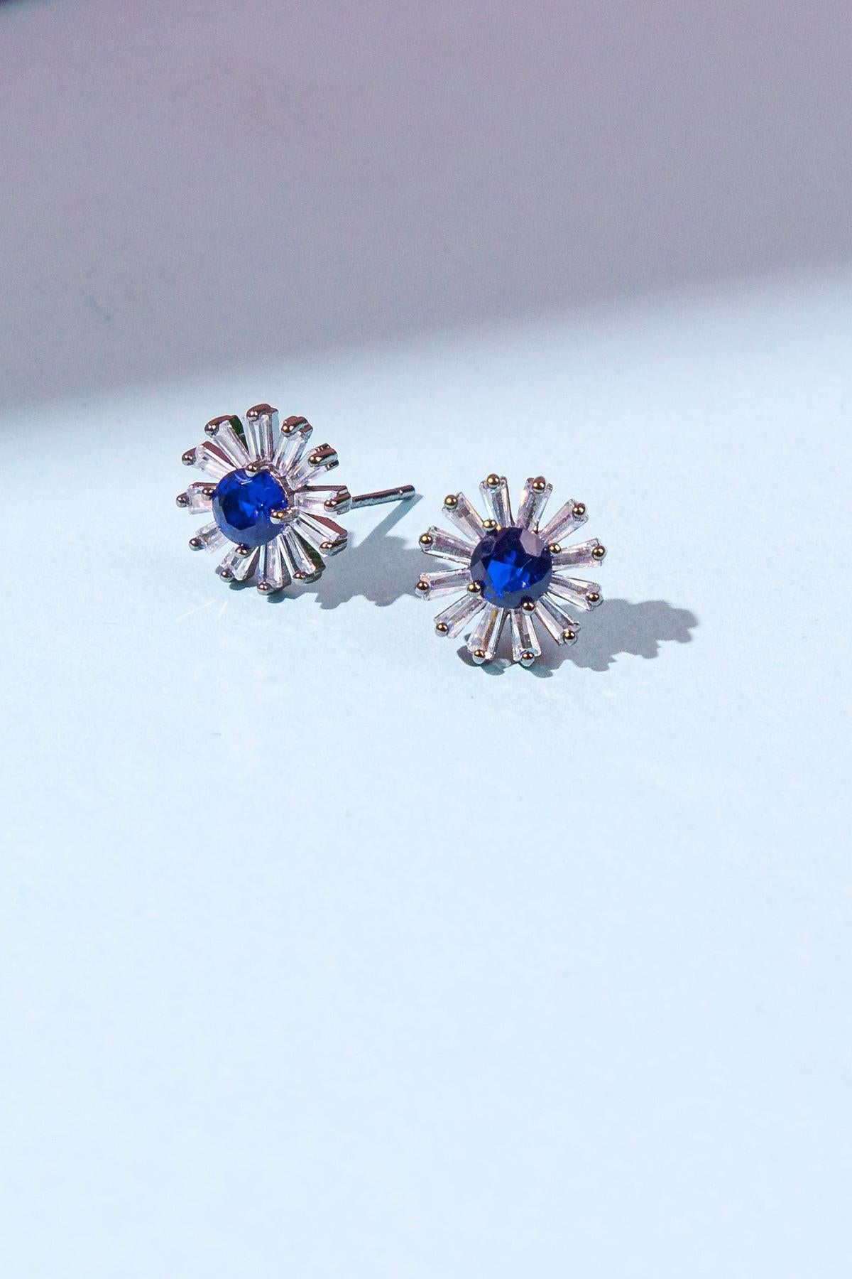 Vintage Sunflower Earrings Cubic Zirconia Crafted In Korea