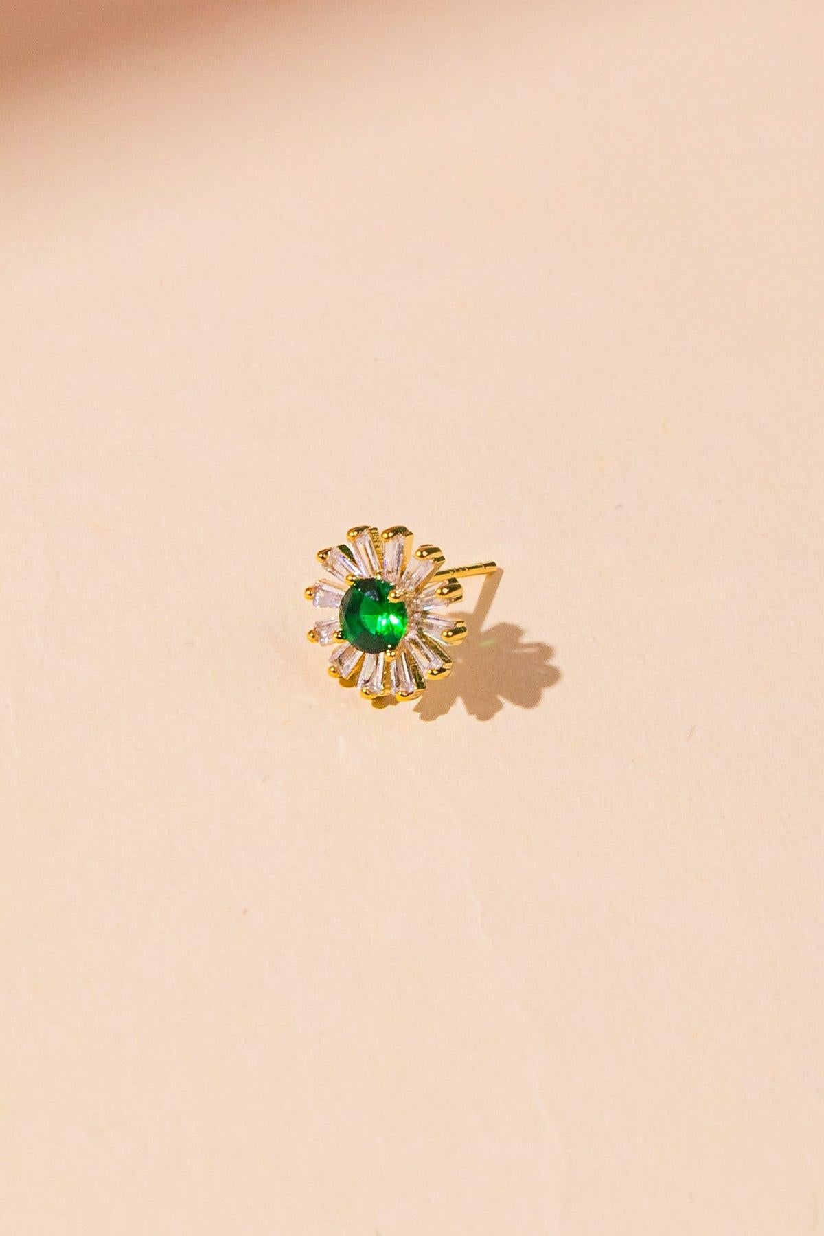 Vintage Sunflower Earrings Cubic Zirconia Crafted In Korea
