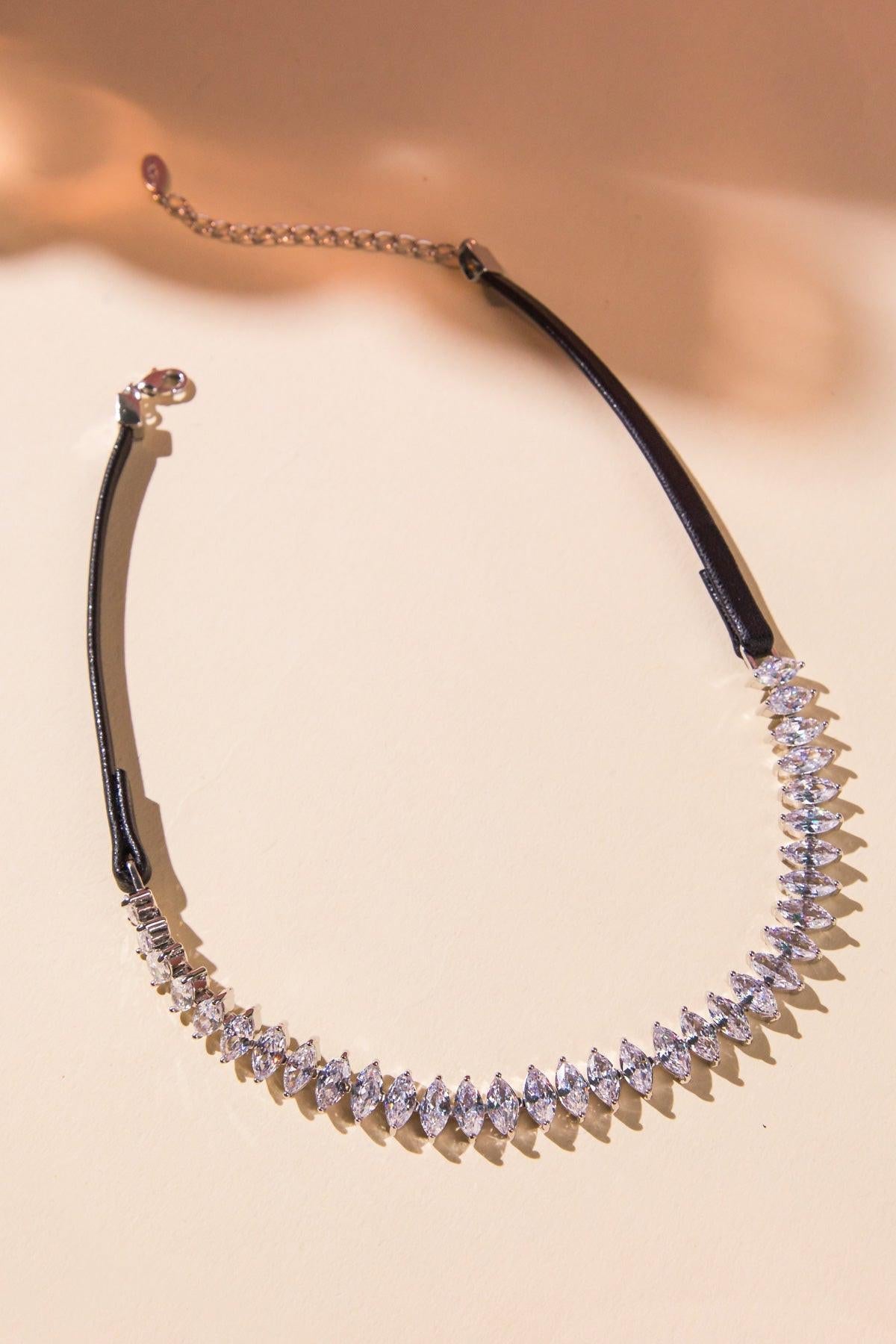 Rhinestone Diana Necklace With Zirconia And Metal Accents