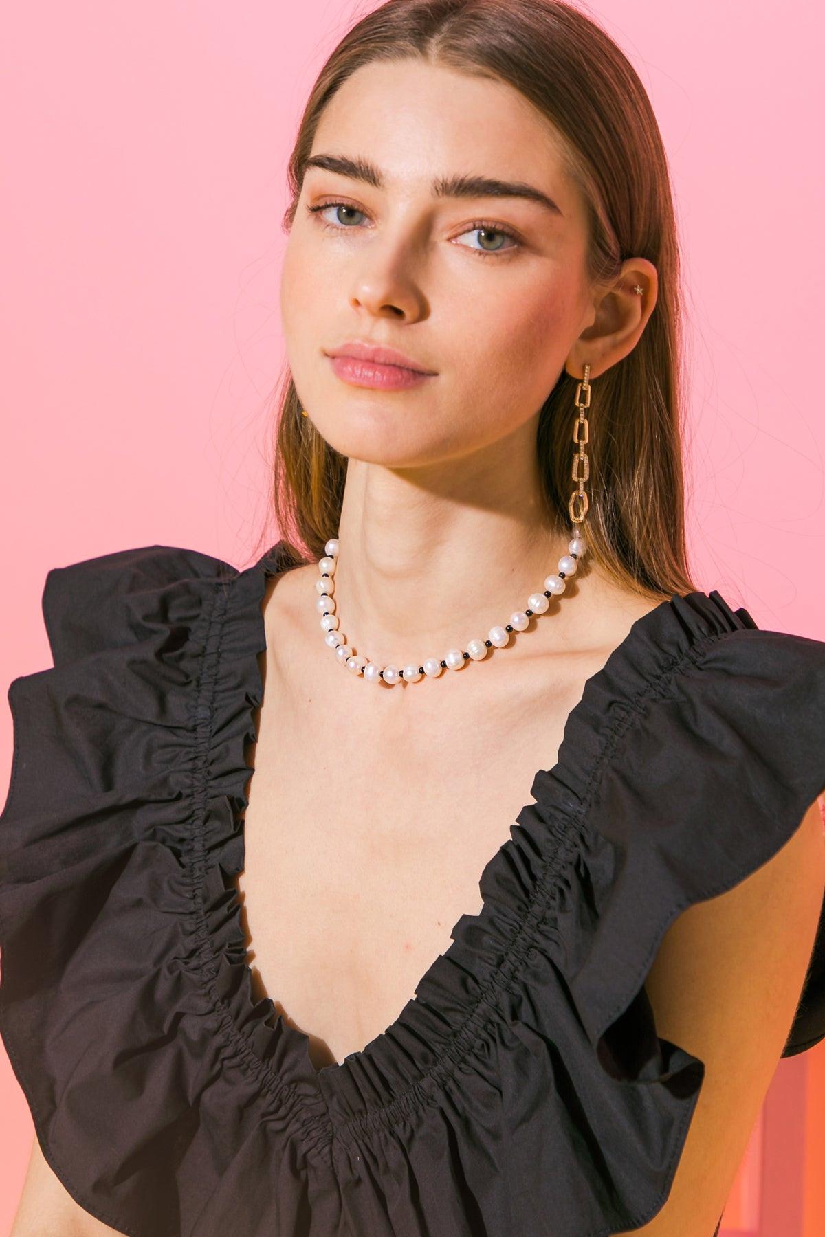 Lou Pearl Necklace Delicate Korean Pearl Gold Plated Jewelry