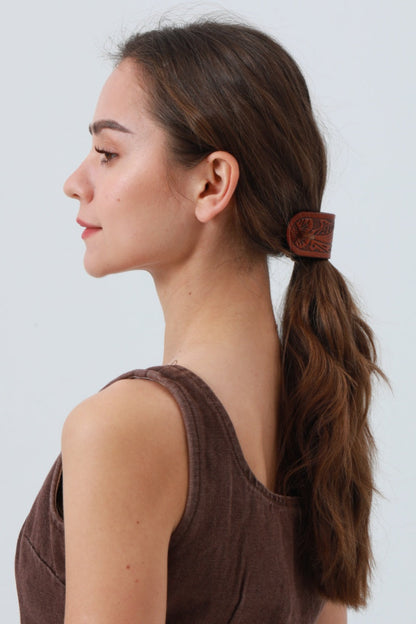 Western Tooled Leather Hair Stick – Cowgirl Styling Accent 🌵🐴 Leto Collection