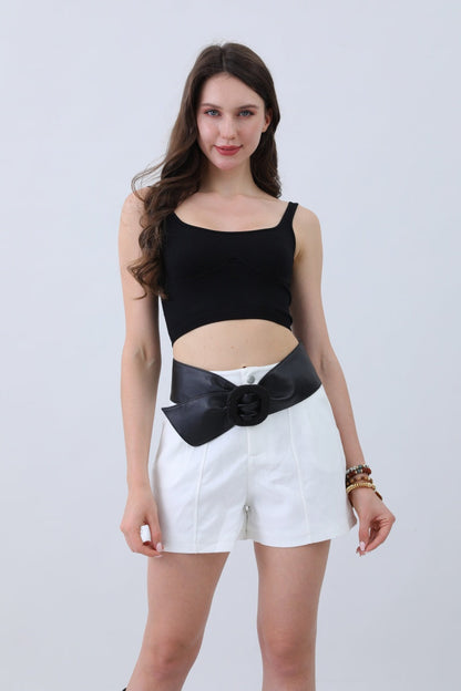 Sleek Faux Leather Belt – Minimalist Trackline Design⚡ Leto Collection