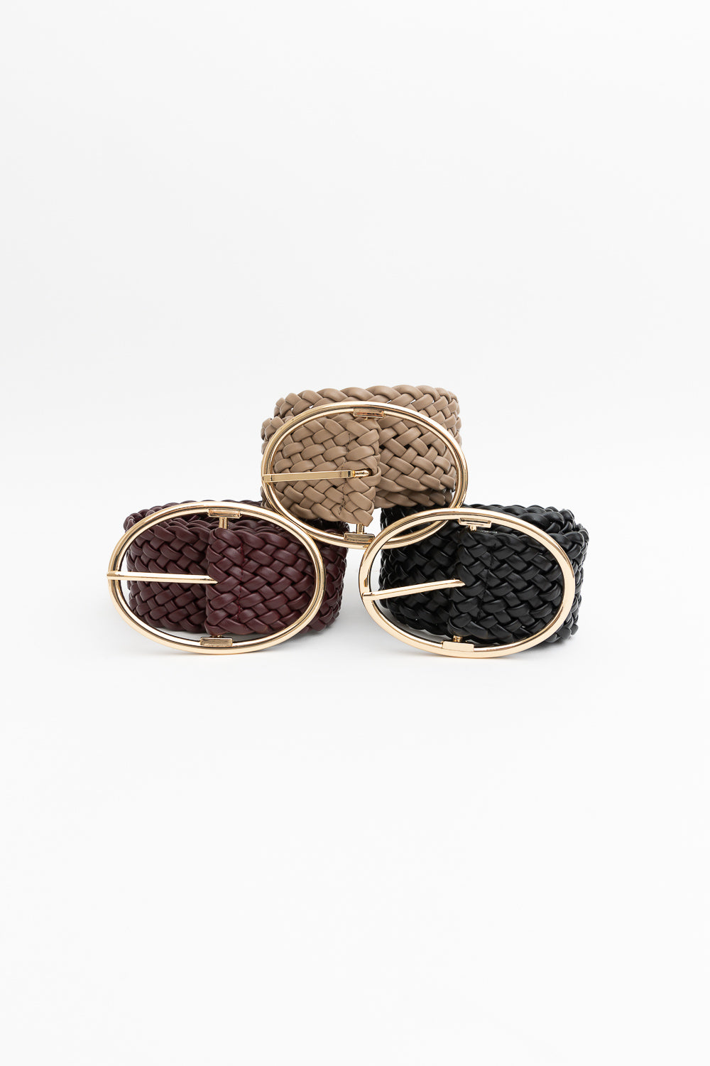 Wide Braided Belt – Gold Oval Buckle Statement Piece-Soul Flow Apparel