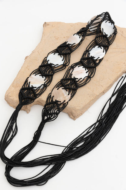 Bohemian Macramé Belt – Handwoven with Seashell Accents Leto Collection