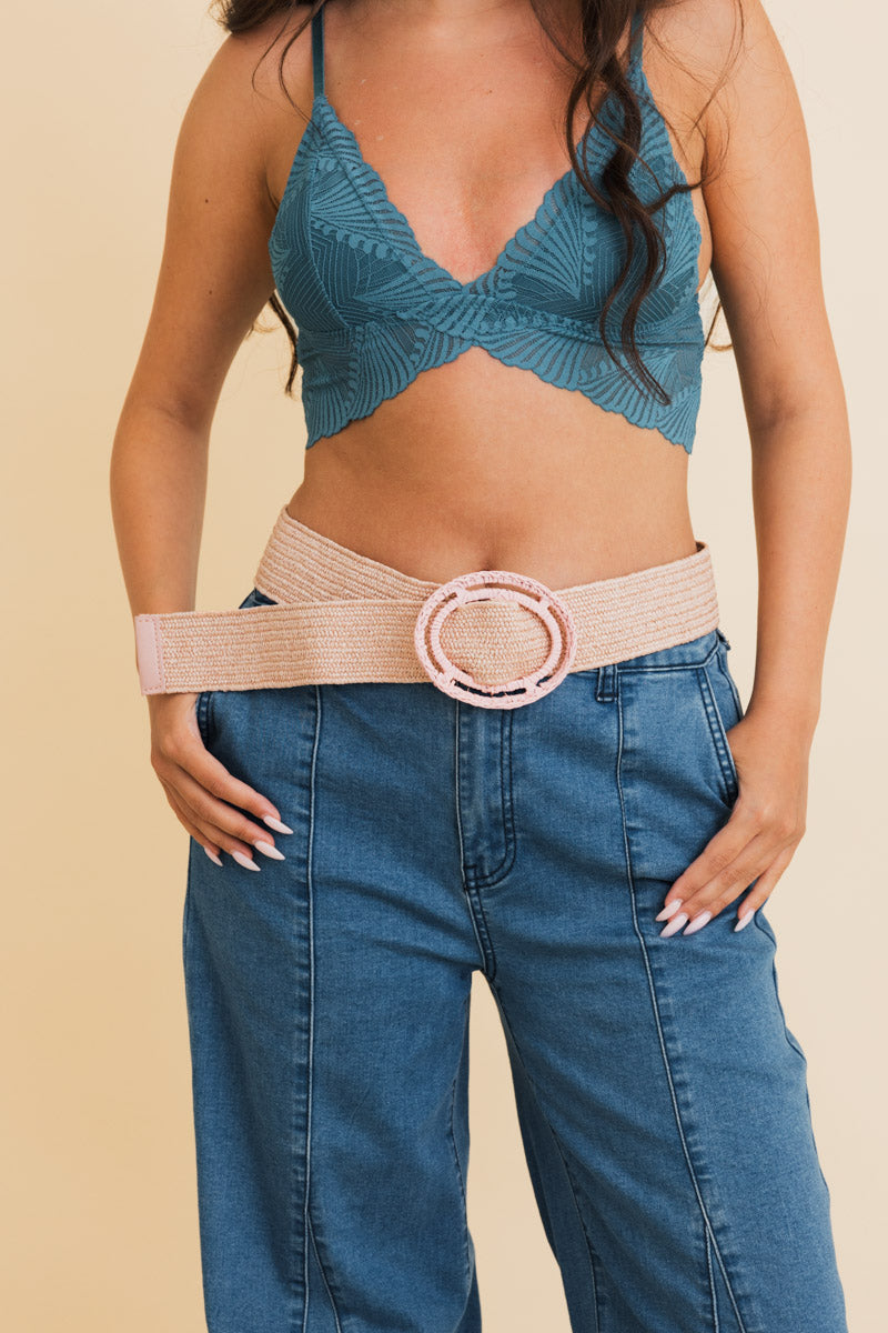 Coastal Weave Oval Raffia Buckle Belt ????-Soul Flow Apparel