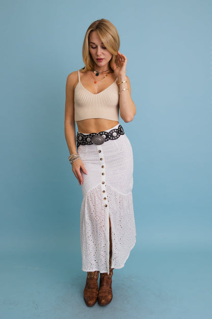 90s Style Boho Eyelet Oval Disc Belt Leto Collection