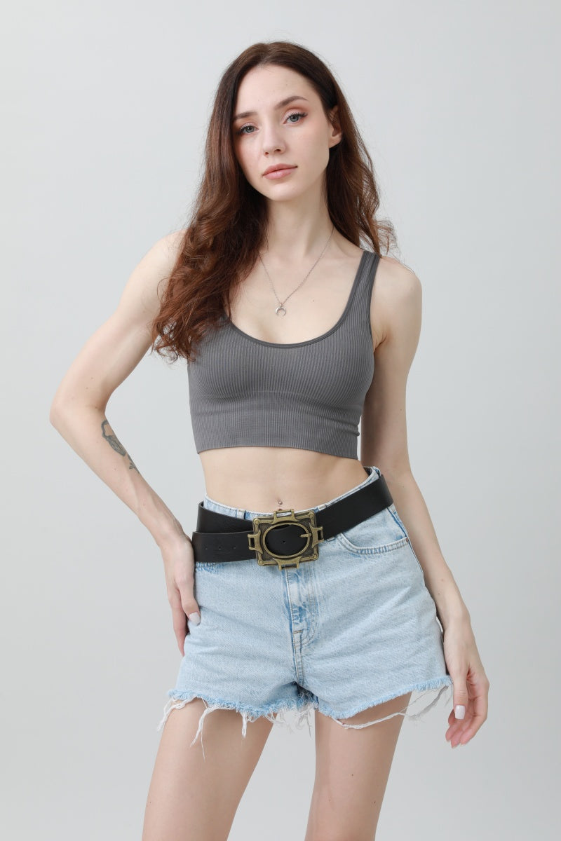 Vintage Western Belt – Geometric Buckle Cowboy Style ??????-Soul Flow Apparel