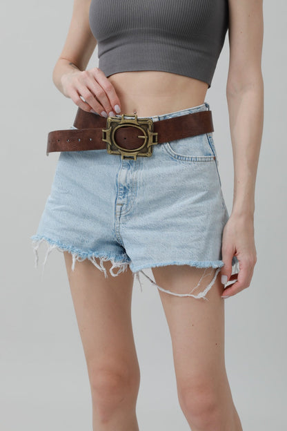 Vintage Western Belt – Geometric Buckle Cowboy Style 🤠⛓️ Leto Collection