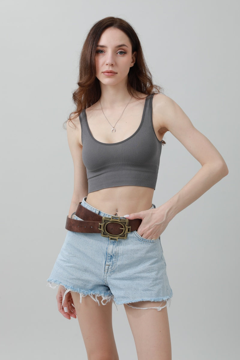 Vintage Western Belt – Geometric Buckle Cowboy Style ??????-Soul Flow Apparel